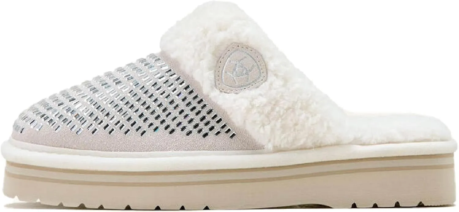 ARIAT Women's Indoor/Outdoor Warm Comfortable Jackie Square Toe Exotic Platform Stack Slippers with Suede Leather Uppers