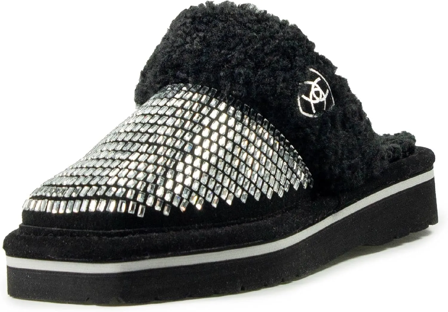 ARIAT Women's Indoor/Outdoor Warm Comfortable Jackie Square Toe Exotic Platform Stack Slippers with Suede Leather Uppers