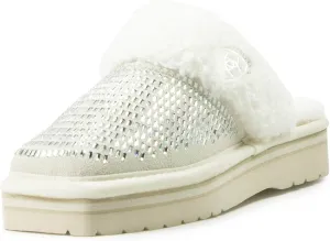 ARIAT Women's Indoor/Outdoor Warm Comfortable Jackie Square Toe Exotic Platform Stack Slippers with Suede Leather Uppers