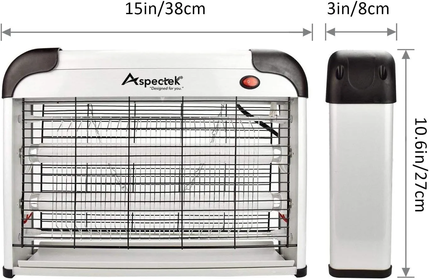 Aspectek 20W Electric Indoor Bug Zapper, Mosquito, Moth, Wasp, Insect Killer, Fly Zapper, Bug Lamp Light for Home, Restaurant, Office Use with Protection Mesh Film. Efficient & Effective