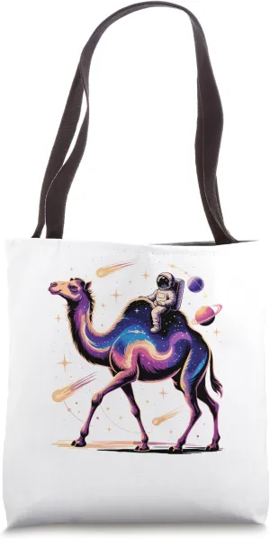Astronaut Rides Camel Space Stars Comets Galaxy Planets Tote Bag