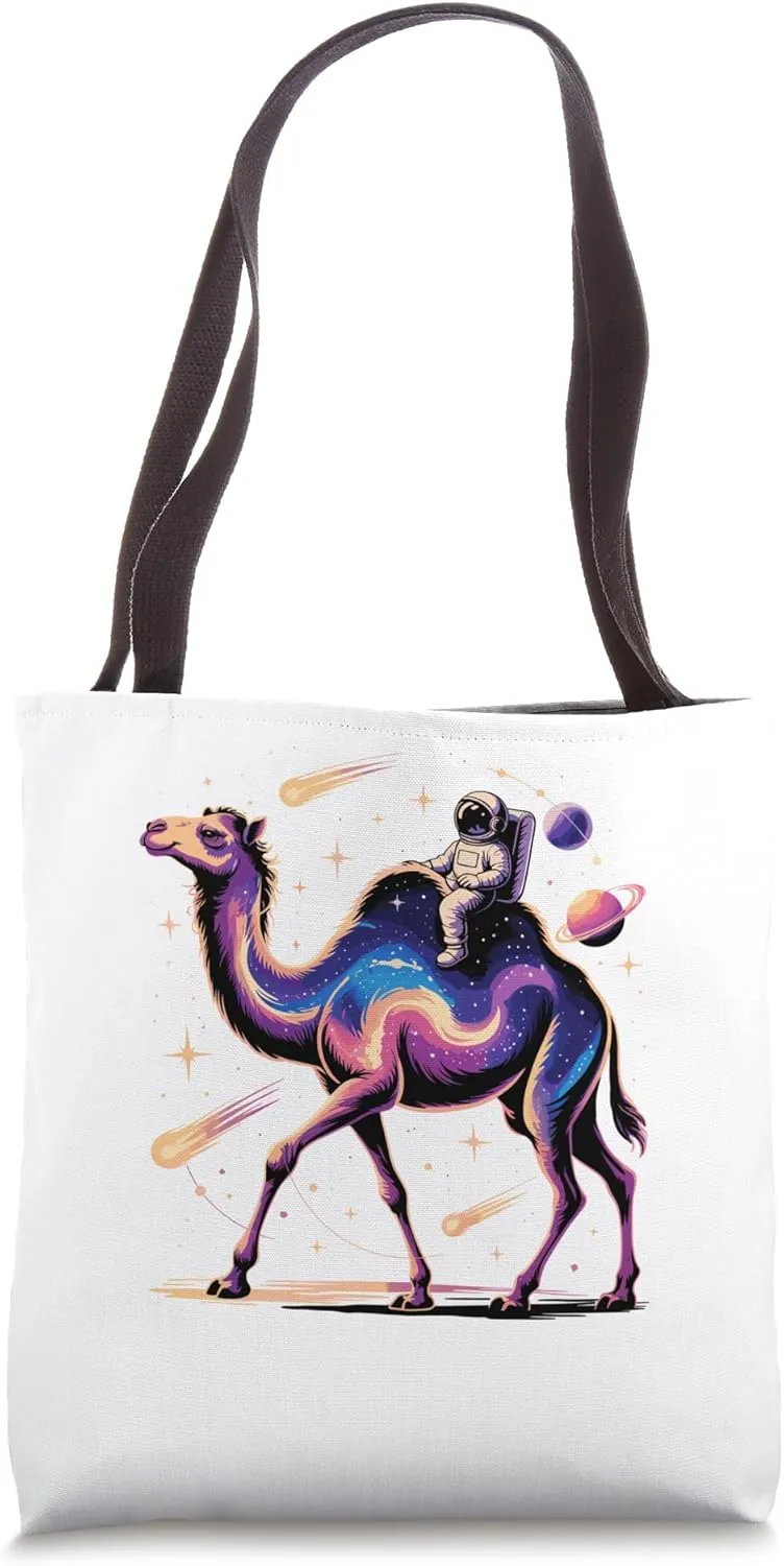 Astronaut Rides Camel Space Stars Comets Galaxy Planets Tote Bag