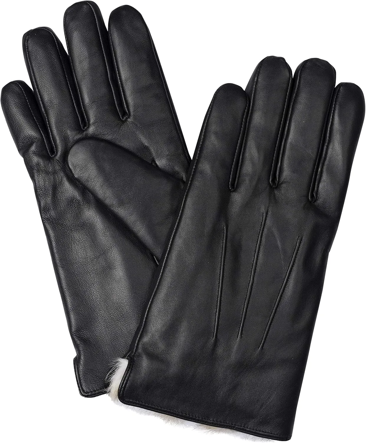 Authentic Sheepskin Leather Winter Gloves for Men with Rabbit Fur Lining   Gift Box