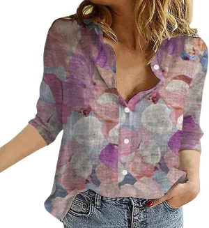 Autumn Blouses for Women 2024 Solid Lapel Long Sleeves T Shirt Blouse Tops Button Down Loose Casual Trendy Blouses