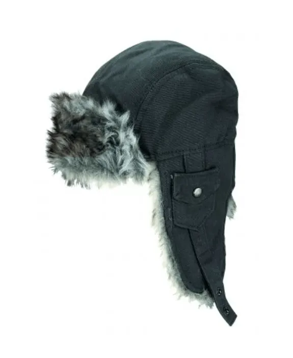 Avenel Hats Womens Canvas Flying Cap With Fur Lining