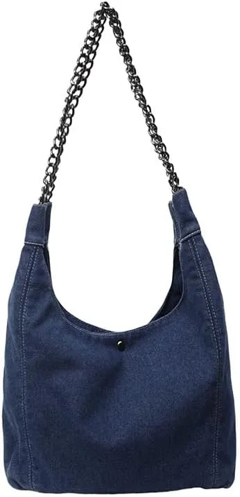 Axcone Fashionable casual denim large capacity chain shoulder bag handbag, suitable for various occasions