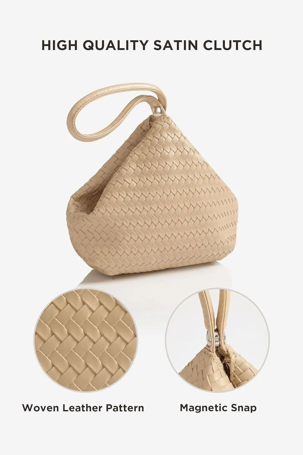 BABEYOND Clutch Purses for Women - Woven Purse Evening Bags Faux Leather Wristlet Handbag for Daily Party
