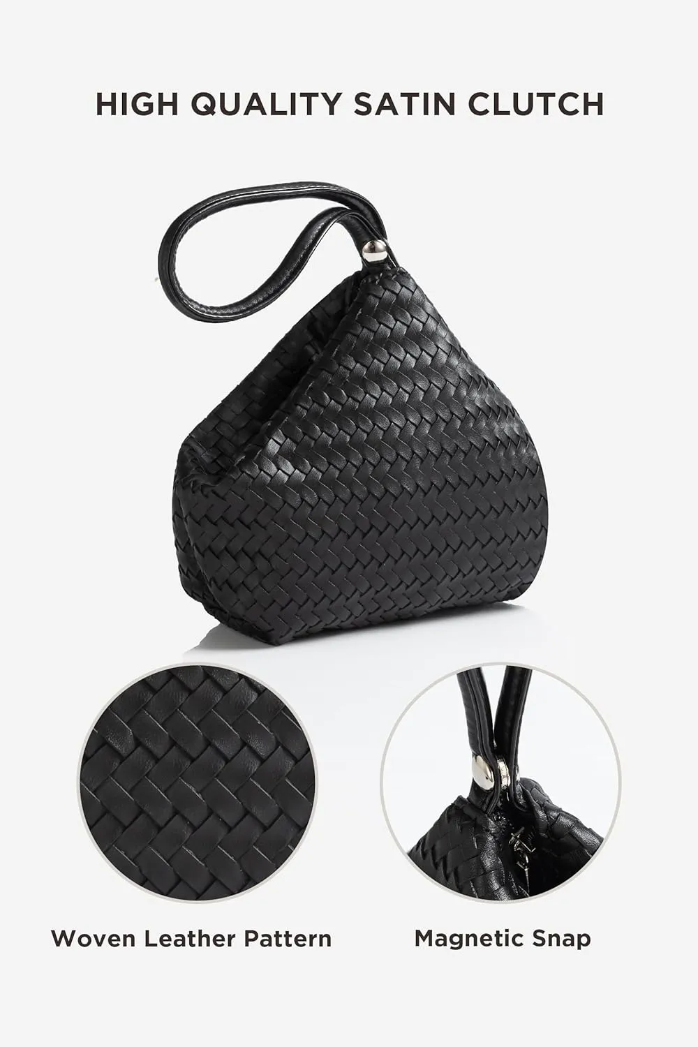 BABEYOND Clutch Purses for Women - Woven Purse Evening Bags Faux Leather Wristlet Handbag for Daily Party