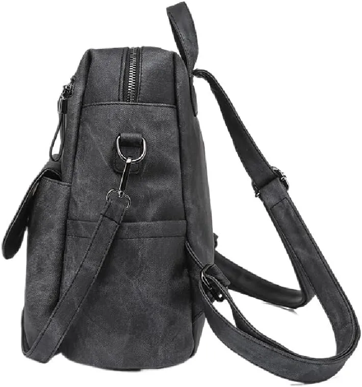 Backpack Purse for Women Pu Leather Travel Backpack Ladies Shoulder Bags Anti-theft Satchel Handbag (Brown)