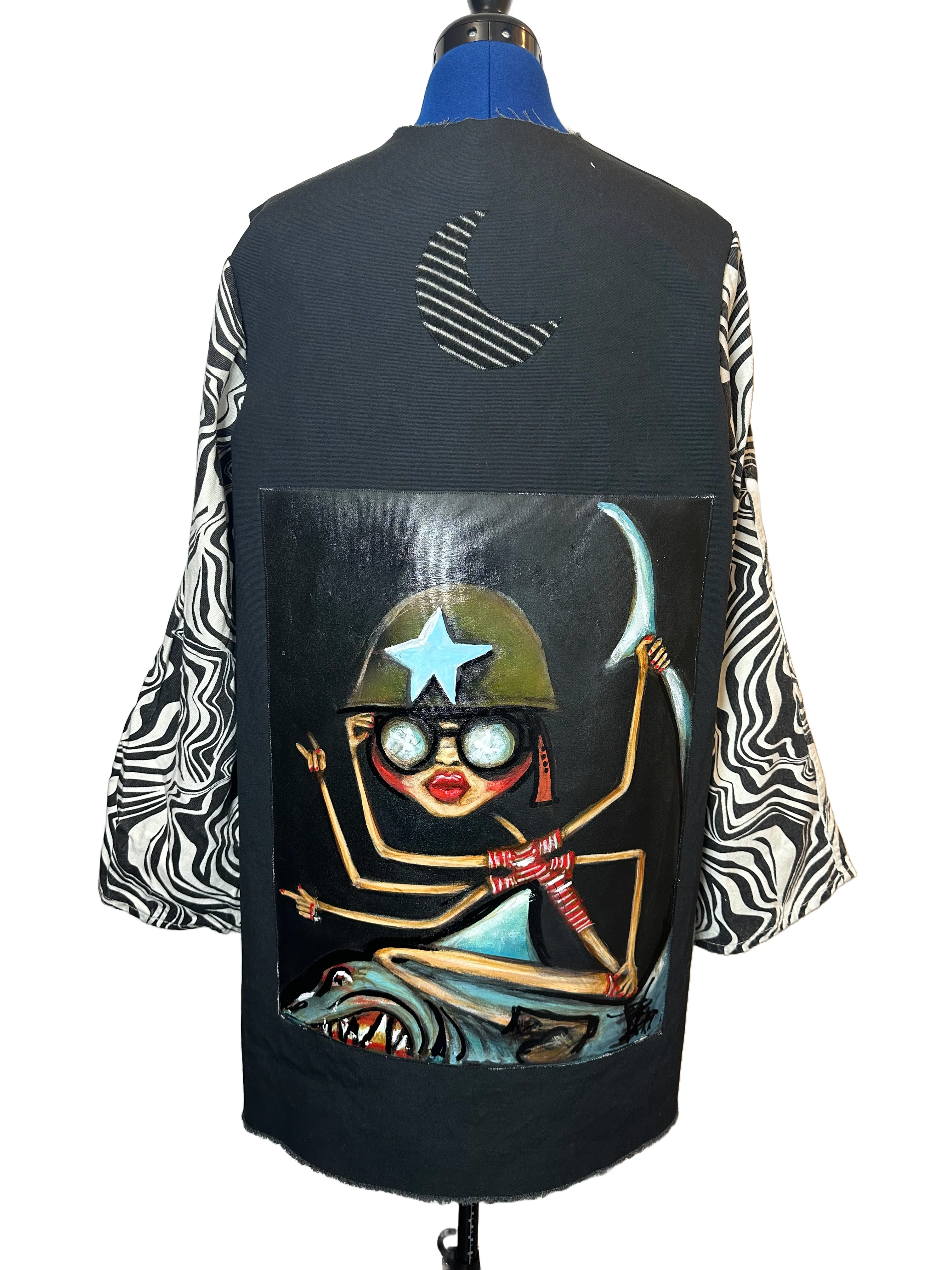 Badass Woman Canvas Jacket with Painting