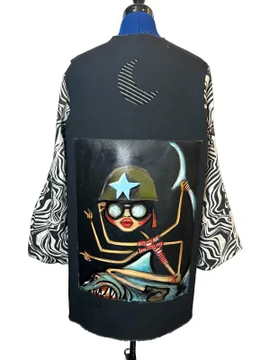Badass Woman Canvas Jacket with Painting