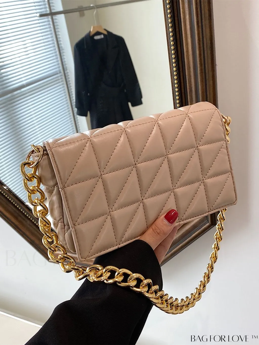 BagForLove - Streamlined Square Flap Bag with Chain Detailing