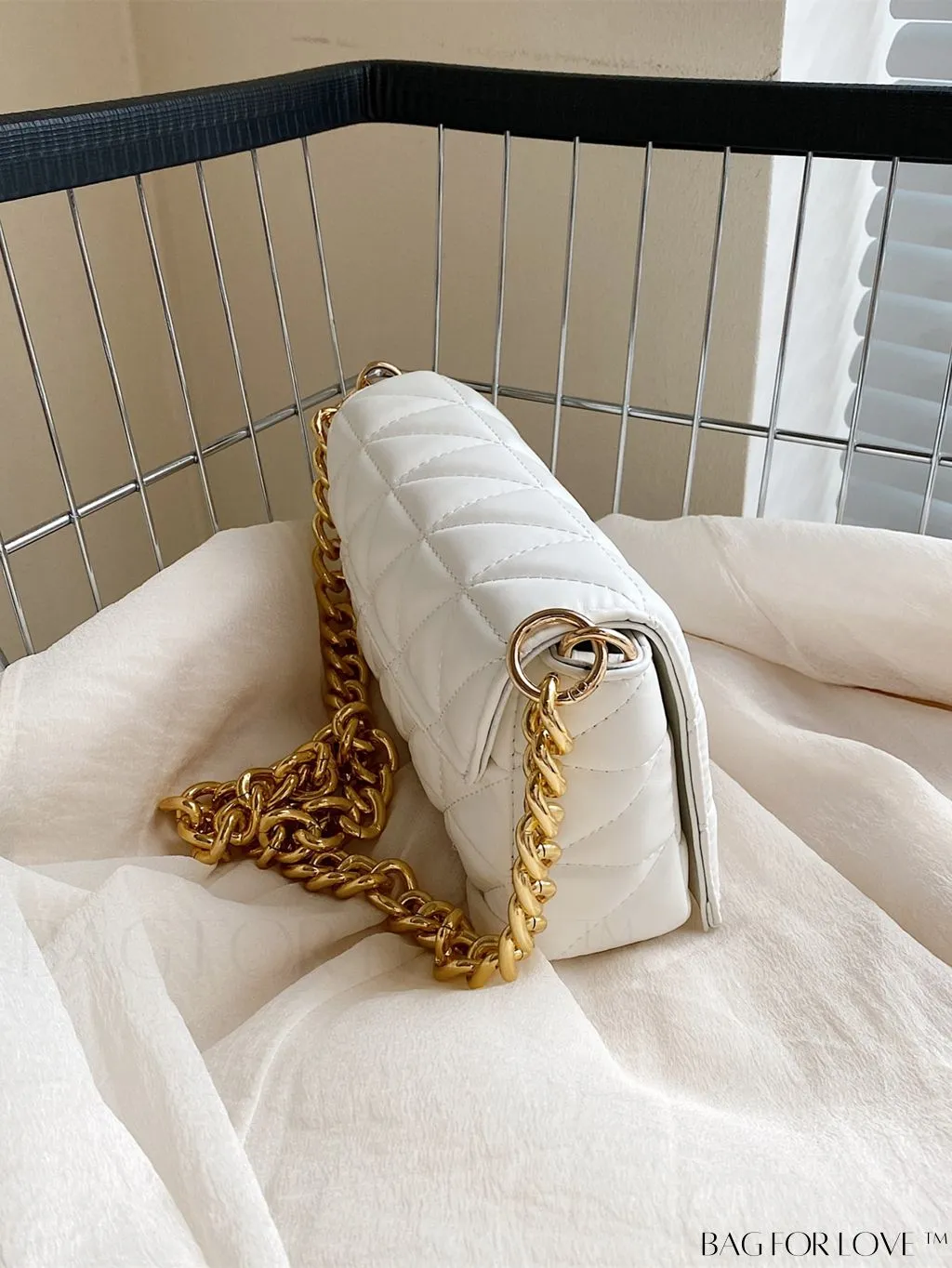 BagForLove - Streamlined Square Flap Bag with Chain Detailing