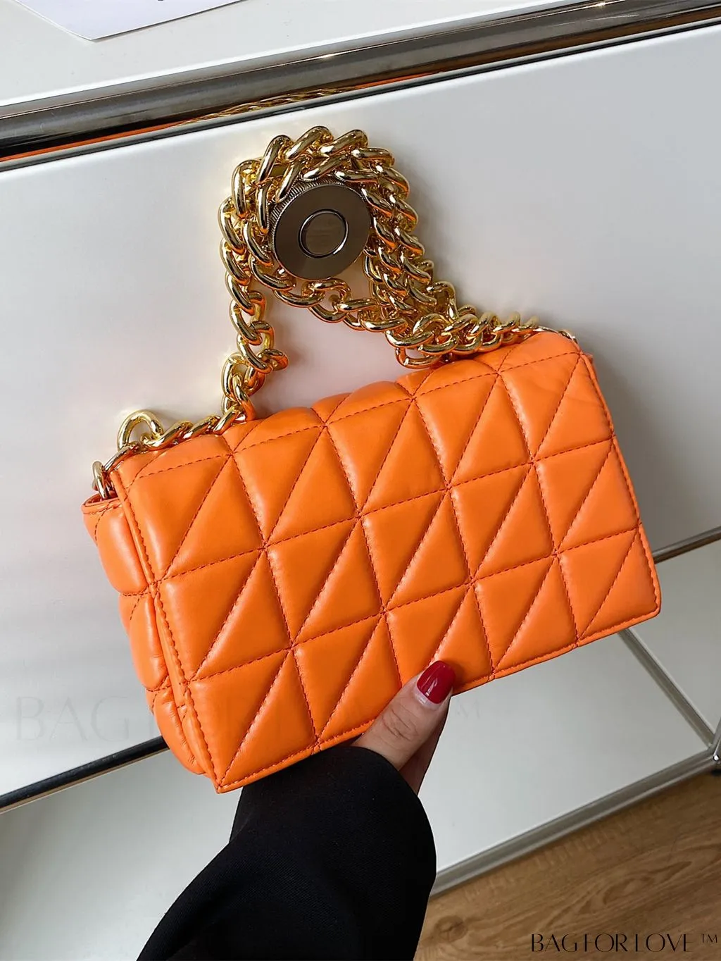 BagForLove - Streamlined Square Flap Bag with Chain Detailing