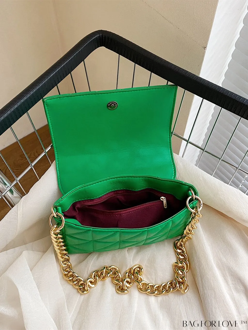 BagForLove - Streamlined Square Flap Bag with Chain Detailing