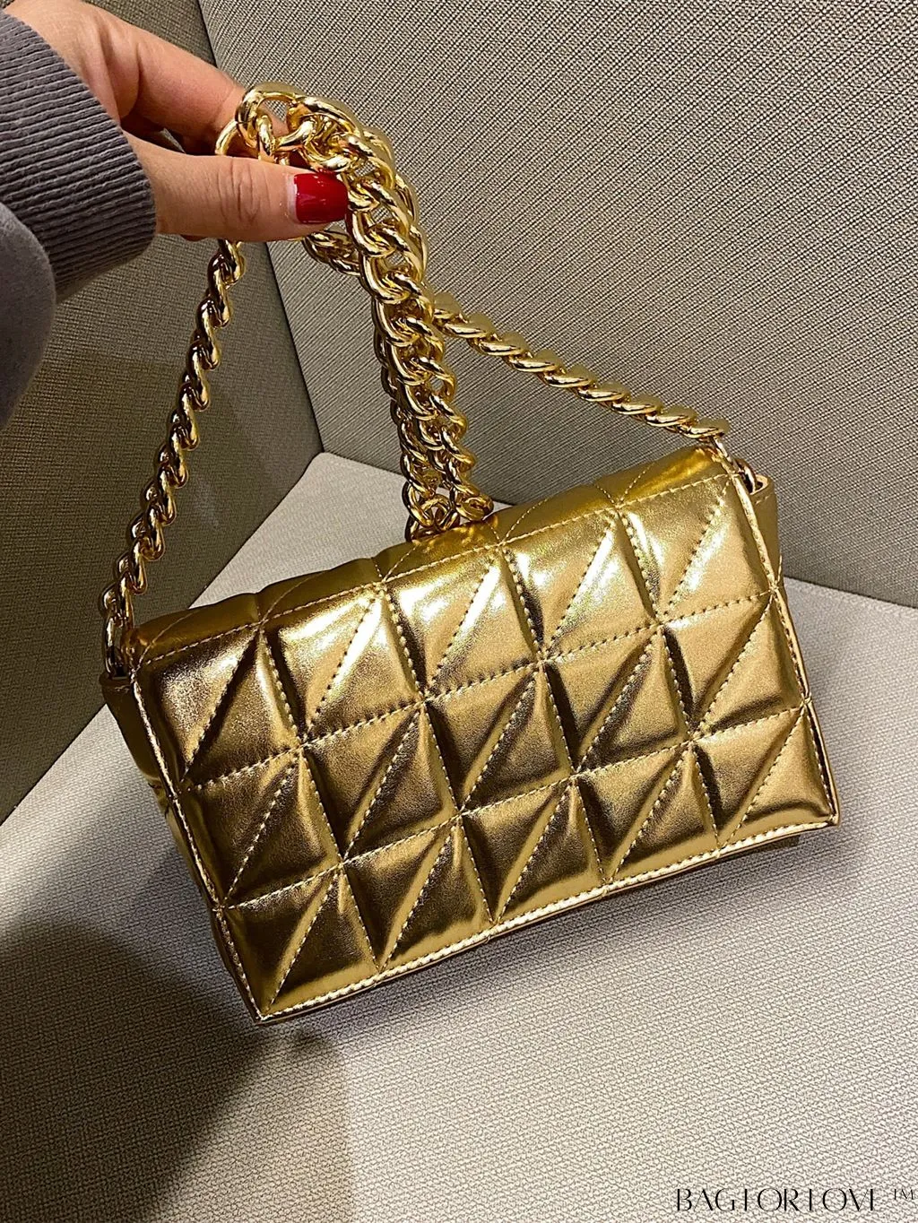 BagForLove - Streamlined Square Flap Bag with Chain Detailing