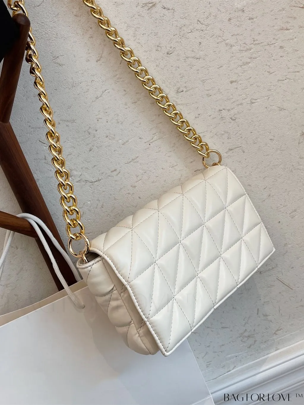BagForLove - Streamlined Square Flap Bag with Chain Detailing
