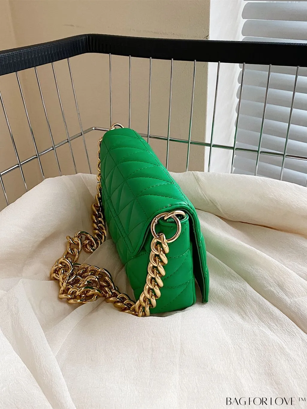 BagForLove - Streamlined Square Flap Bag with Chain Detailing