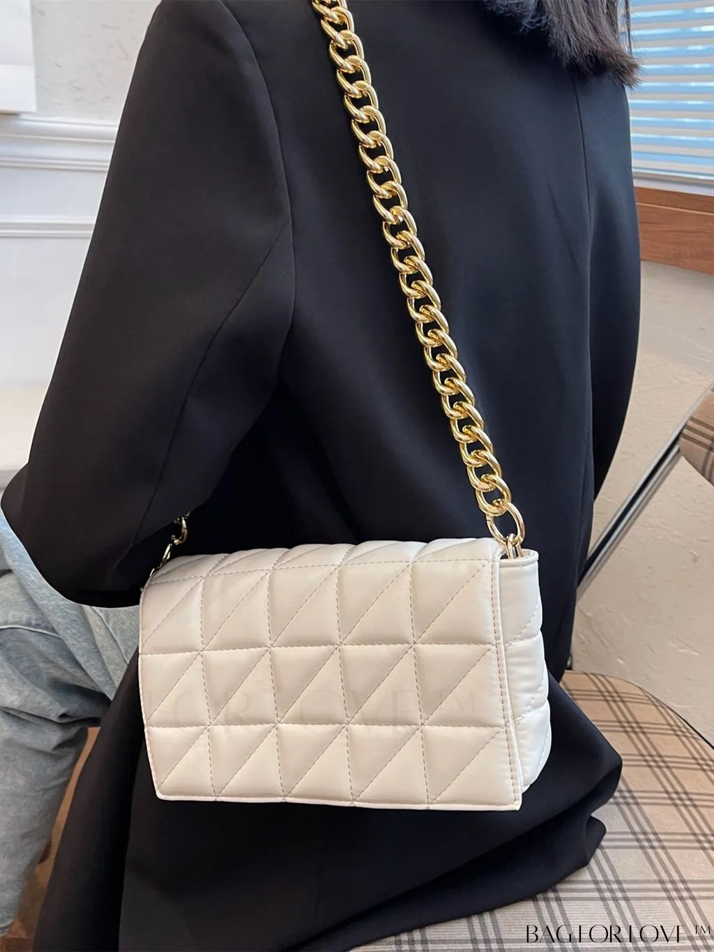 BagForLove - Streamlined Square Flap Bag with Chain Detailing