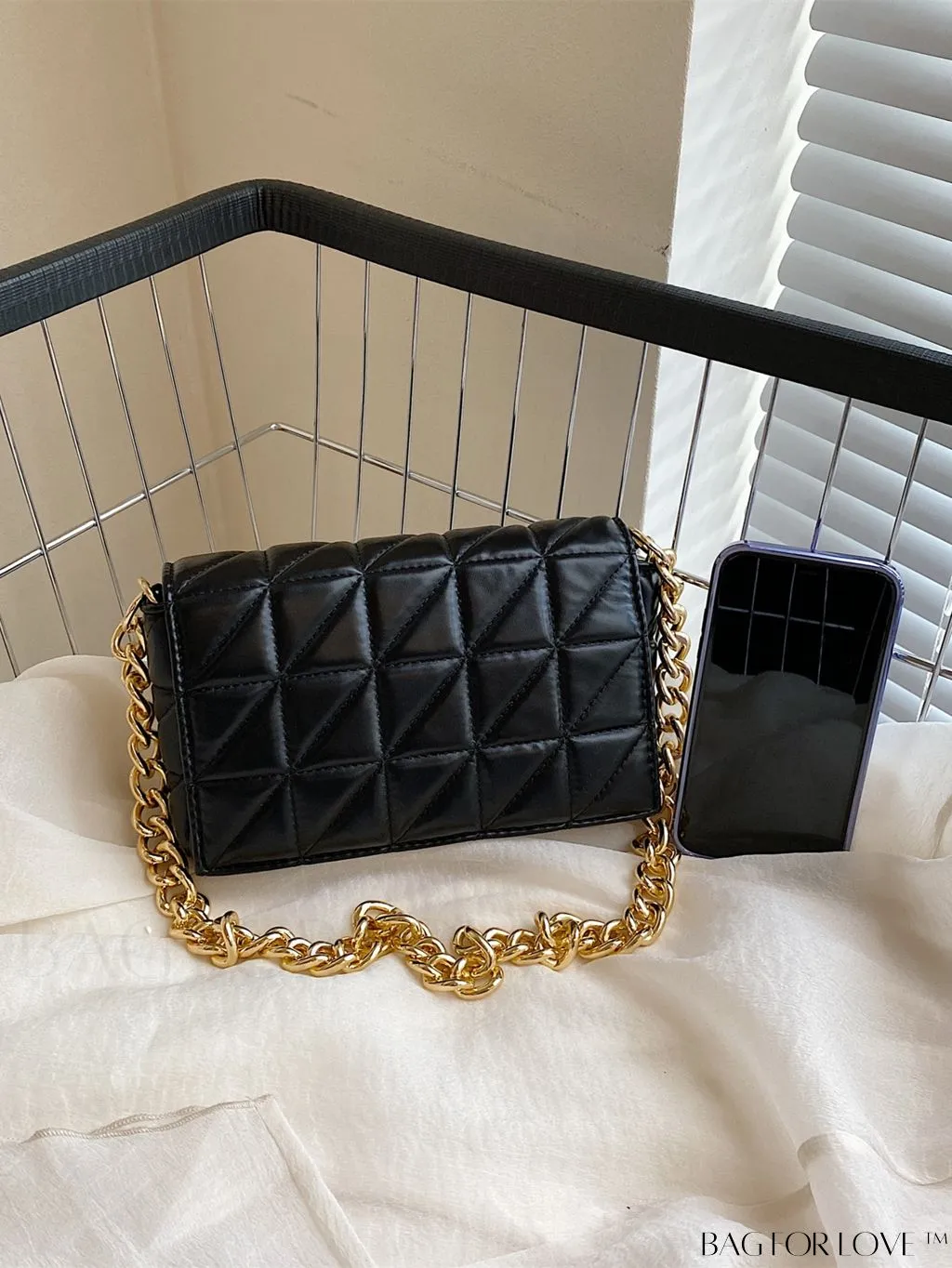 BagForLove - Streamlined Square Flap Bag with Chain Detailing