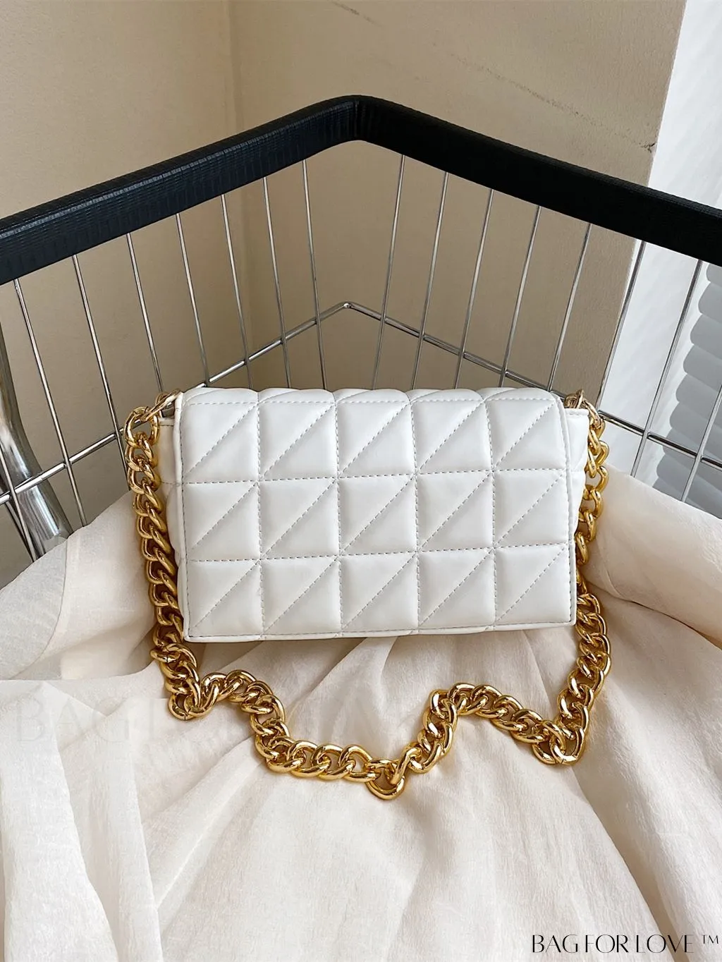 BagForLove - Streamlined Square Flap Bag with Chain Detailing