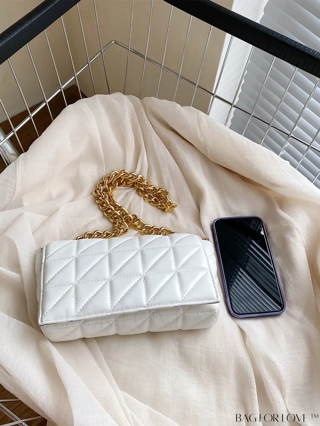 BagForLove - Streamlined Square Flap Bag with Chain Detailing