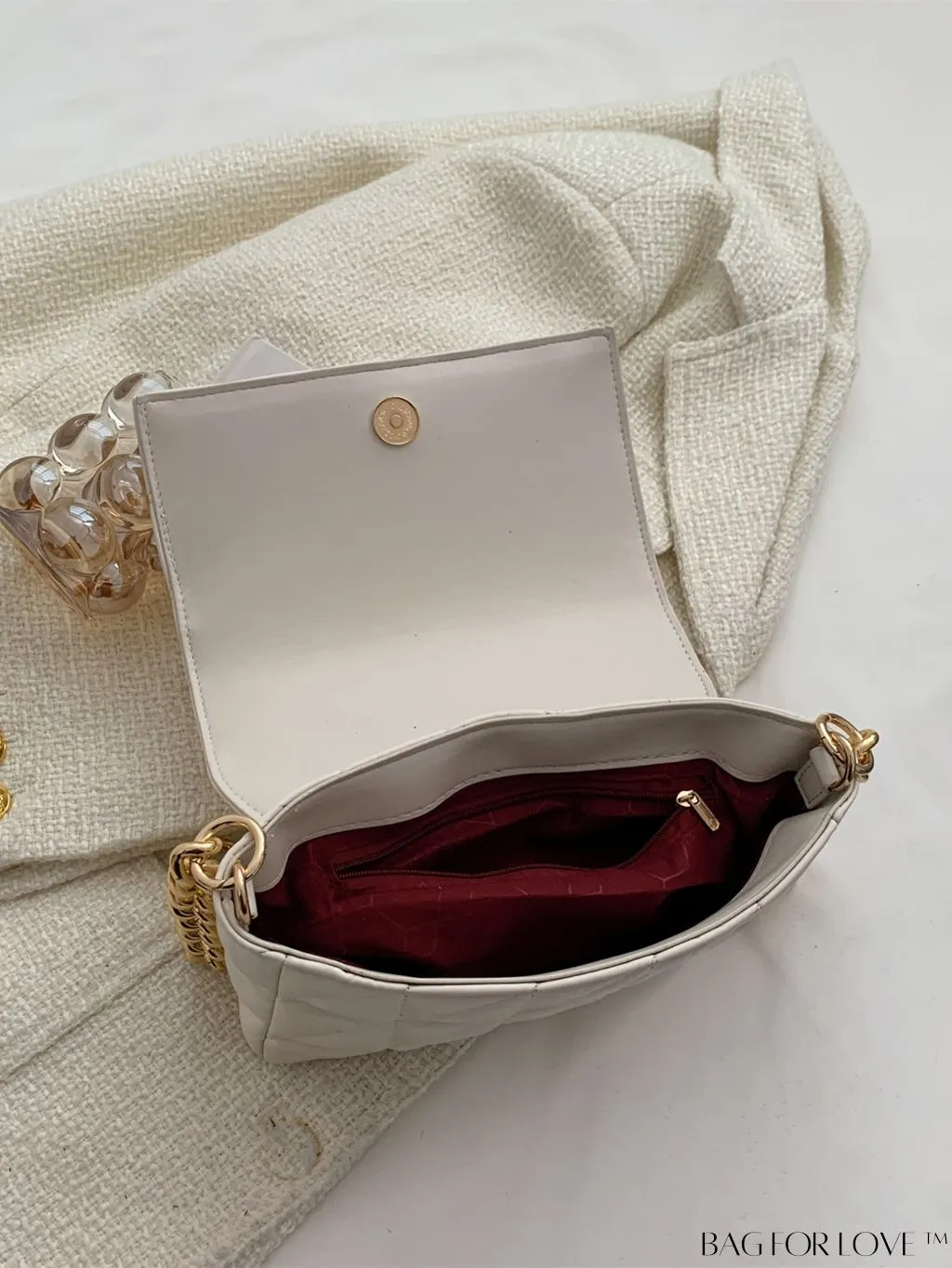 BagForLove - Streamlined Square Flap Bag with Chain Detailing