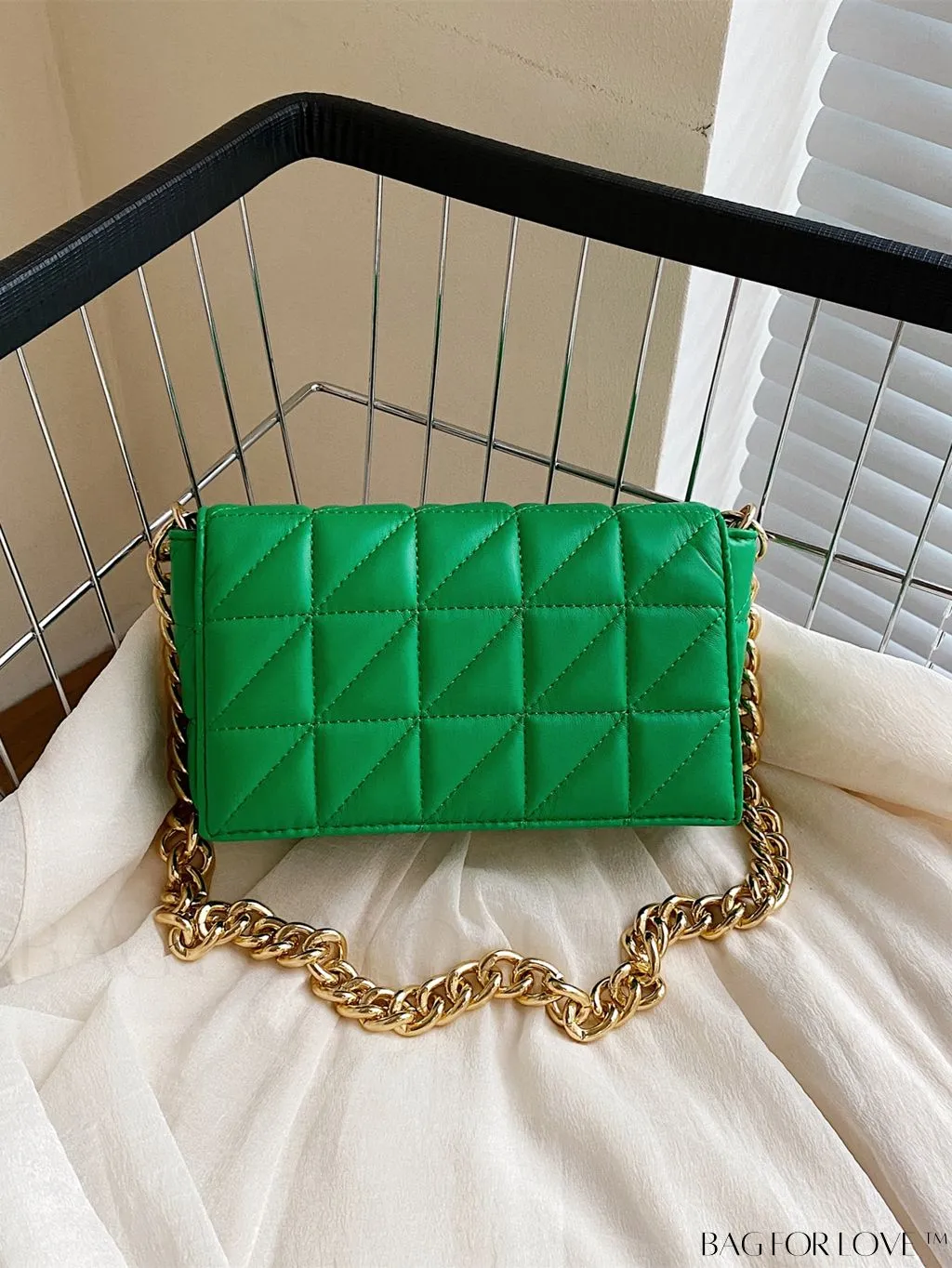 BagForLove - Streamlined Square Flap Bag with Chain Detailing