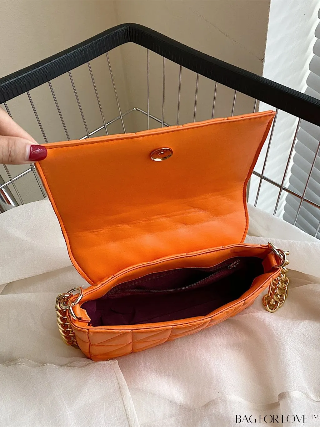 BagForLove - Streamlined Square Flap Bag with Chain Detailing