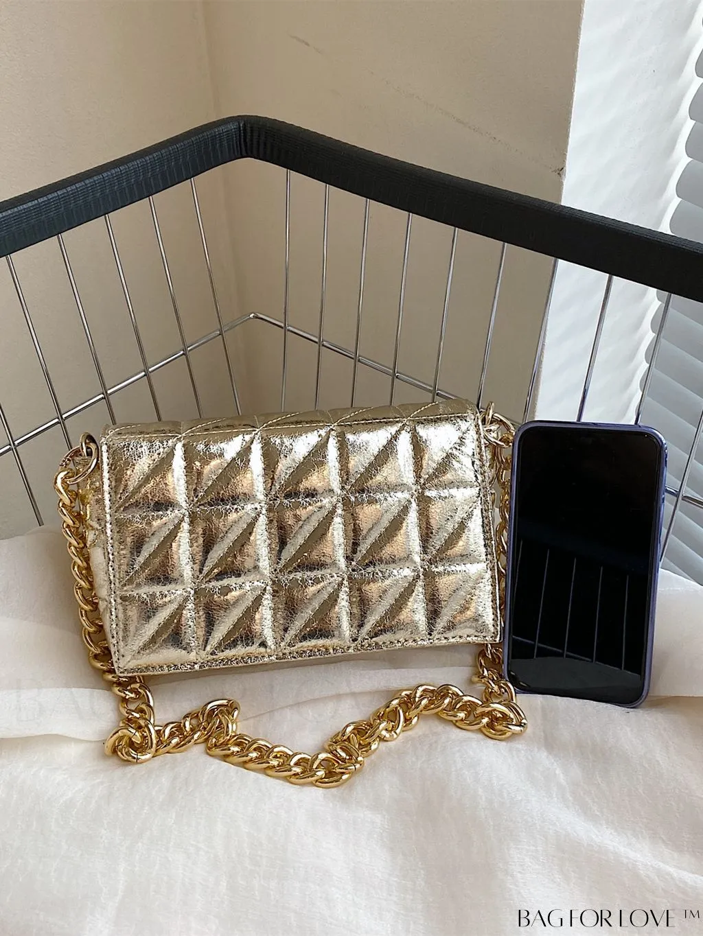 BagForLove - Streamlined Square Flap Bag with Chain Detailing