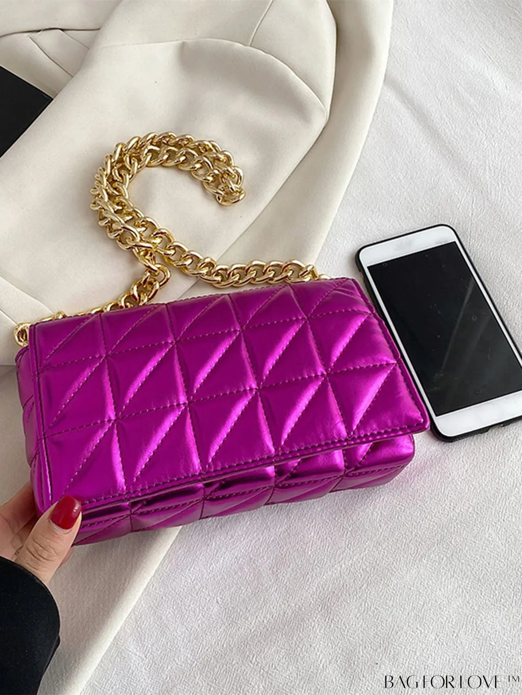 BagForLove - Streamlined Square Flap Bag with Chain Detailing