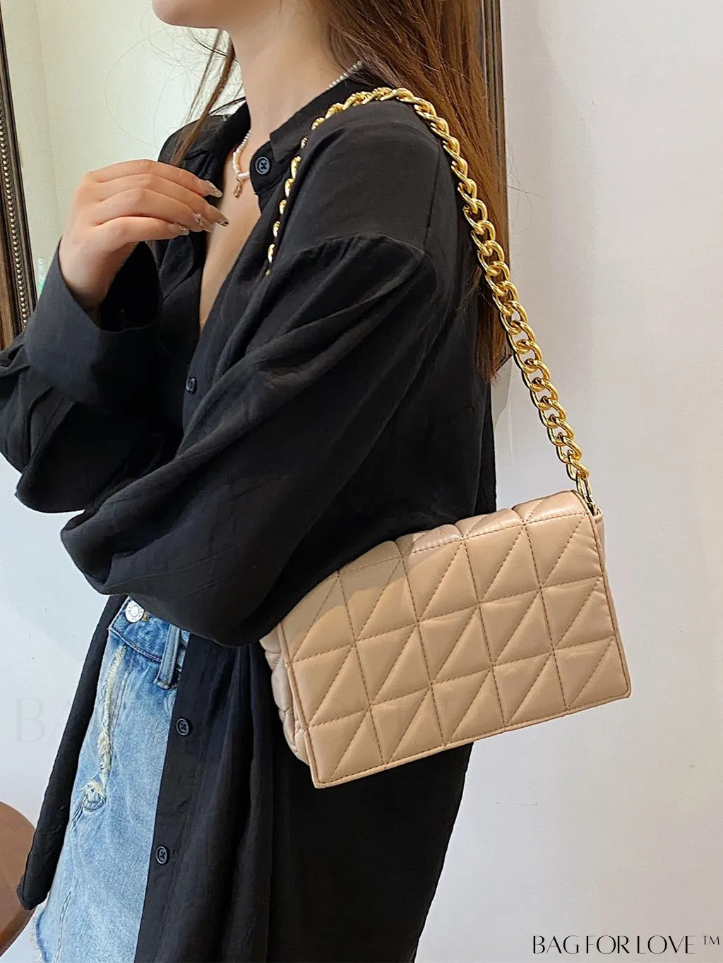 BagForLove - Streamlined Square Flap Bag with Chain Detailing