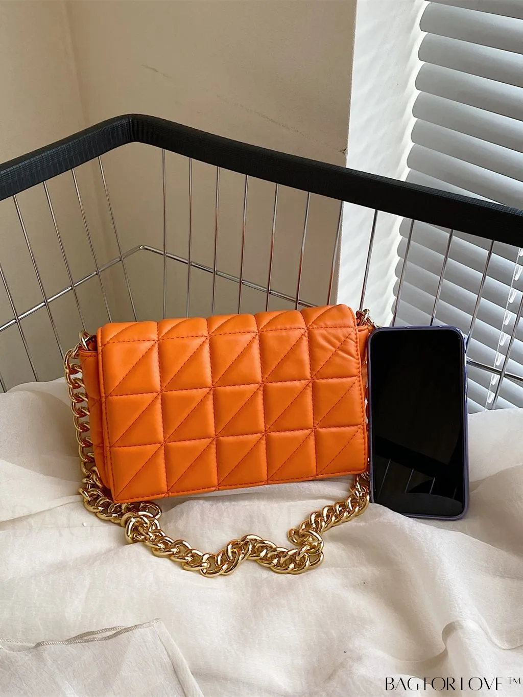 BagForLove - Streamlined Square Flap Bag with Chain Detailing