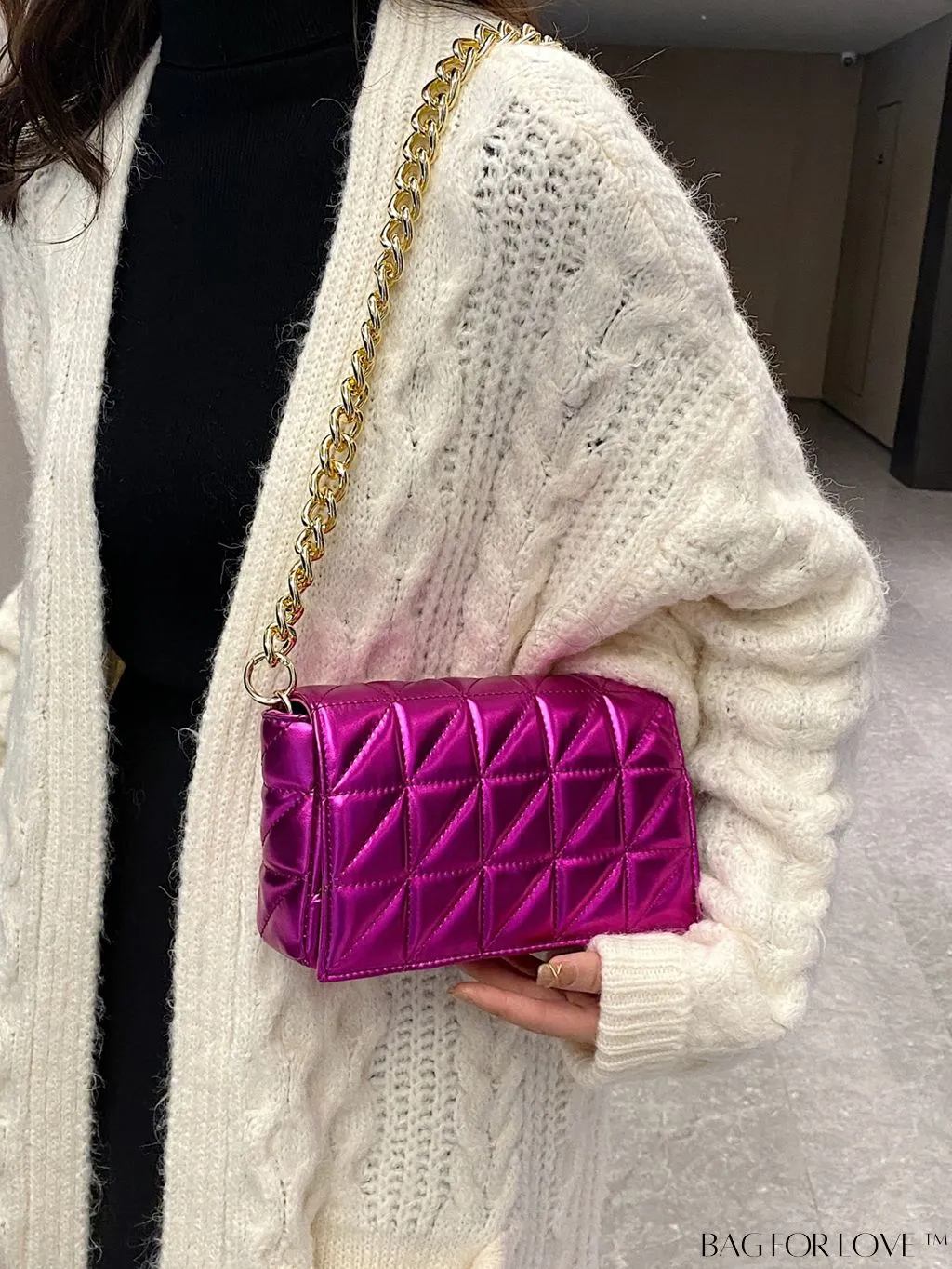 BagForLove - Streamlined Square Flap Bag with Chain Detailing
