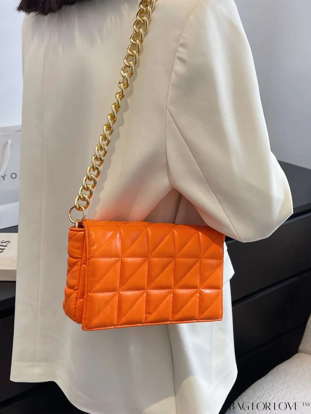 BagForLove - Streamlined Square Flap Bag with Chain Detailing