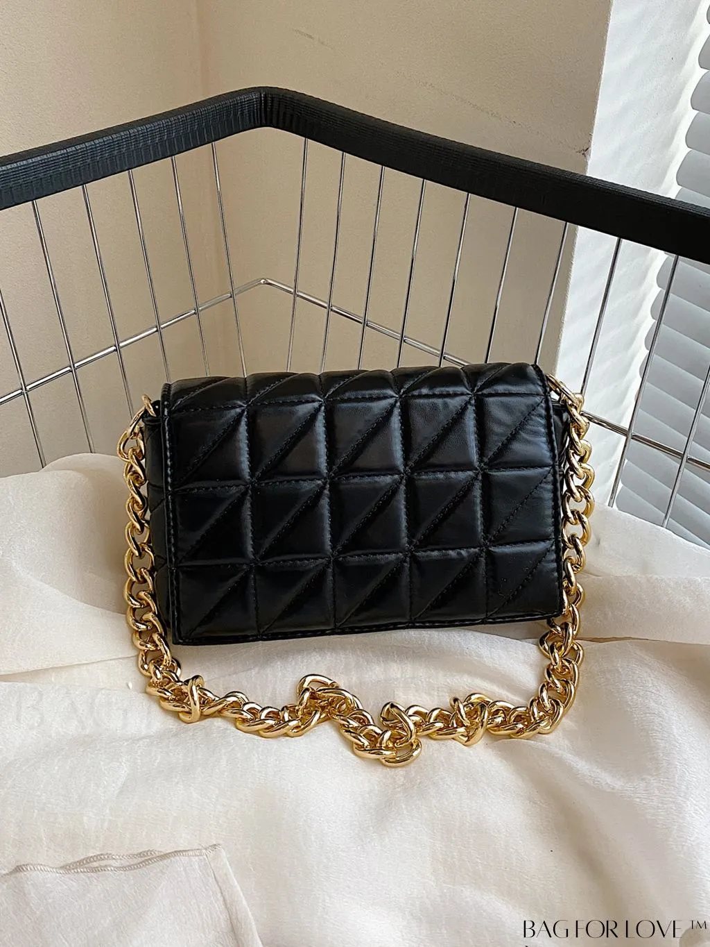 BagForLove - Streamlined Square Flap Bag with Chain Detailing