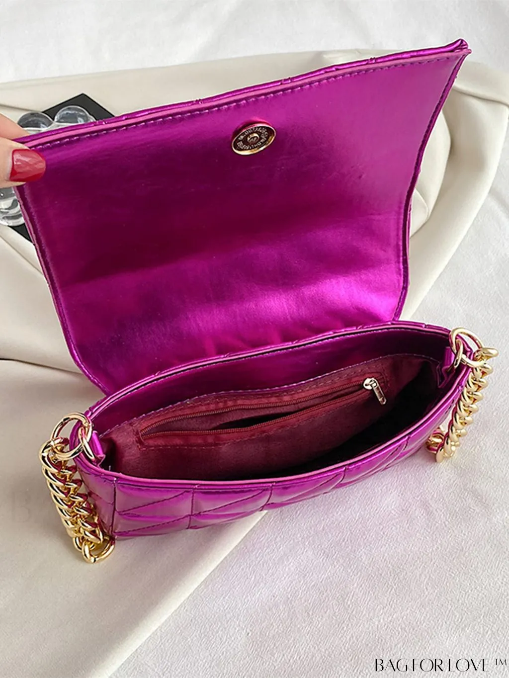 BagForLove - Streamlined Square Flap Bag with Chain Detailing