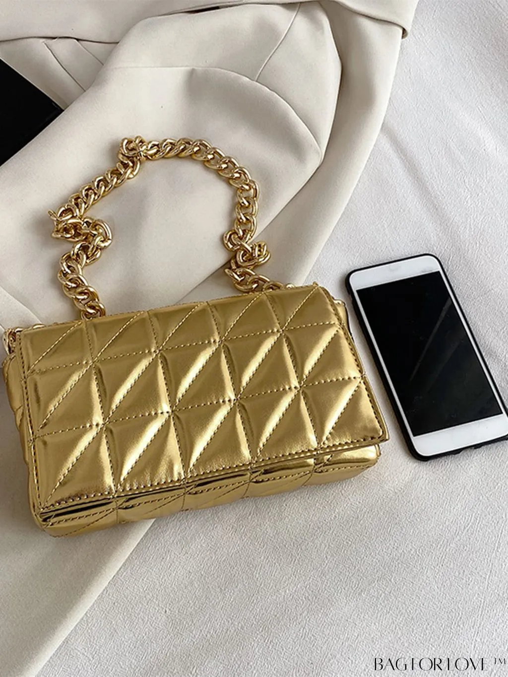 BagForLove - Streamlined Square Flap Bag with Chain Detailing