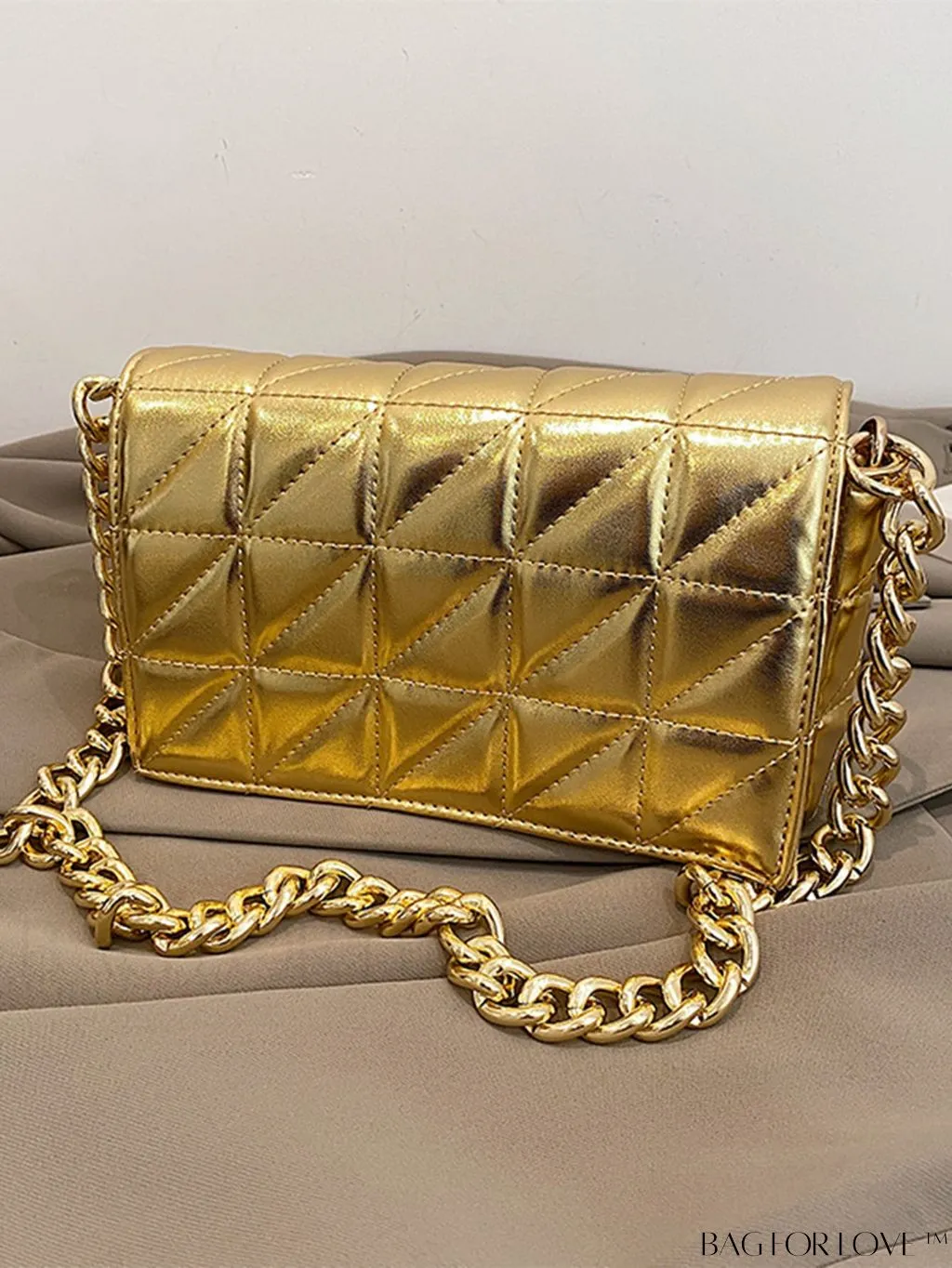 BagForLove - Streamlined Square Flap Bag with Chain Detailing