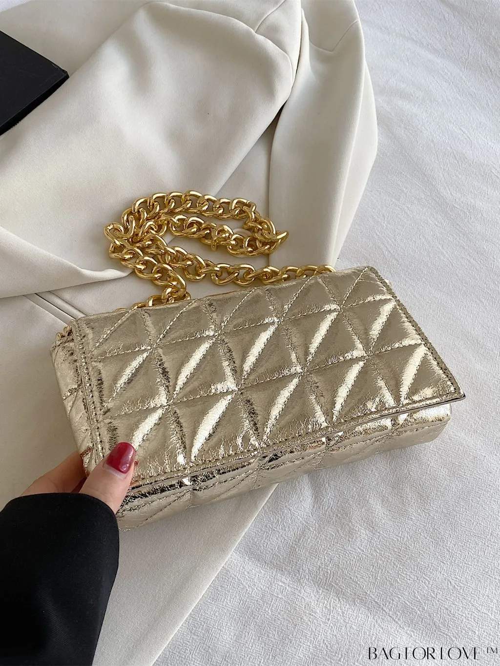 BagForLove - Streamlined Square Flap Bag with Chain Detailing