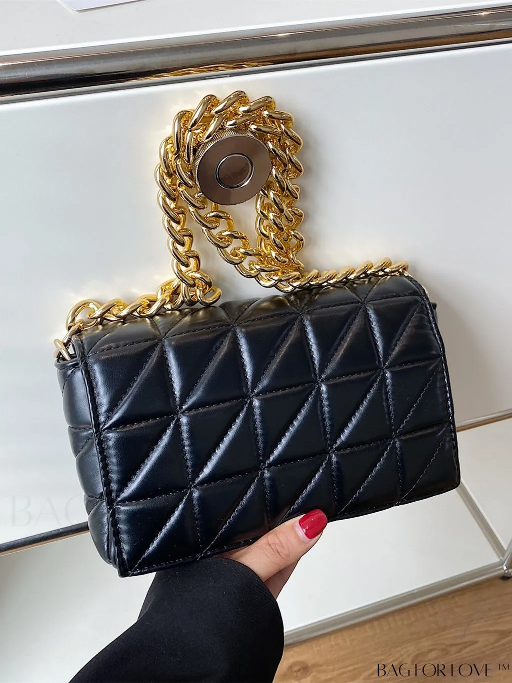 BagForLove - Streamlined Square Flap Bag with Chain Detailing