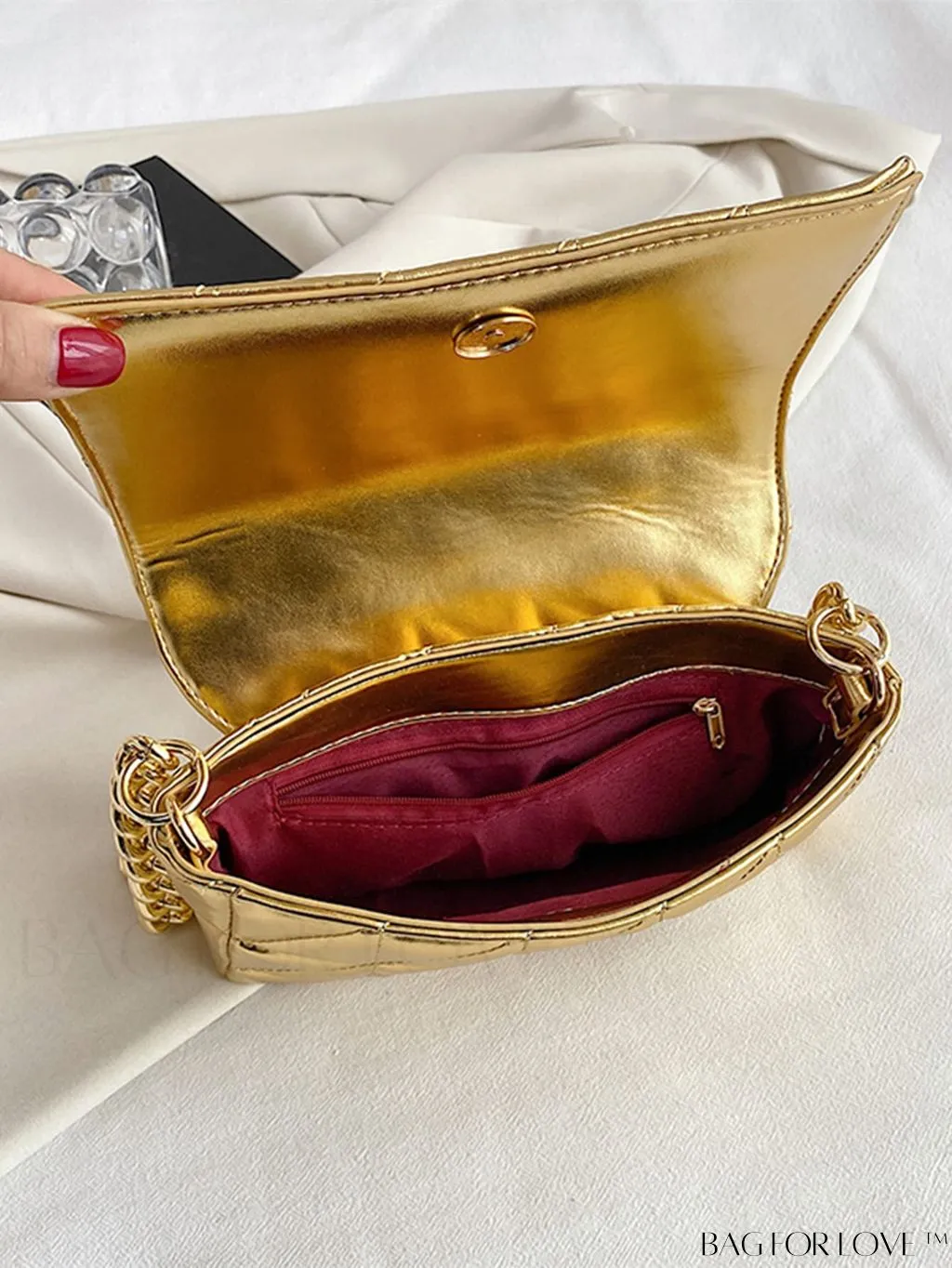 BagForLove - Streamlined Square Flap Bag with Chain Detailing