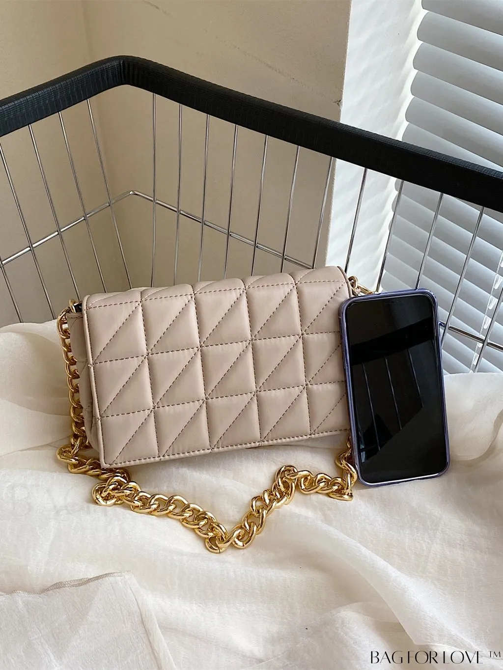BagForLove - Streamlined Square Flap Bag with Chain Detailing