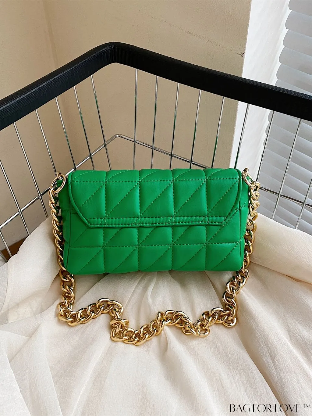 BagForLove - Streamlined Square Flap Bag with Chain Detailing