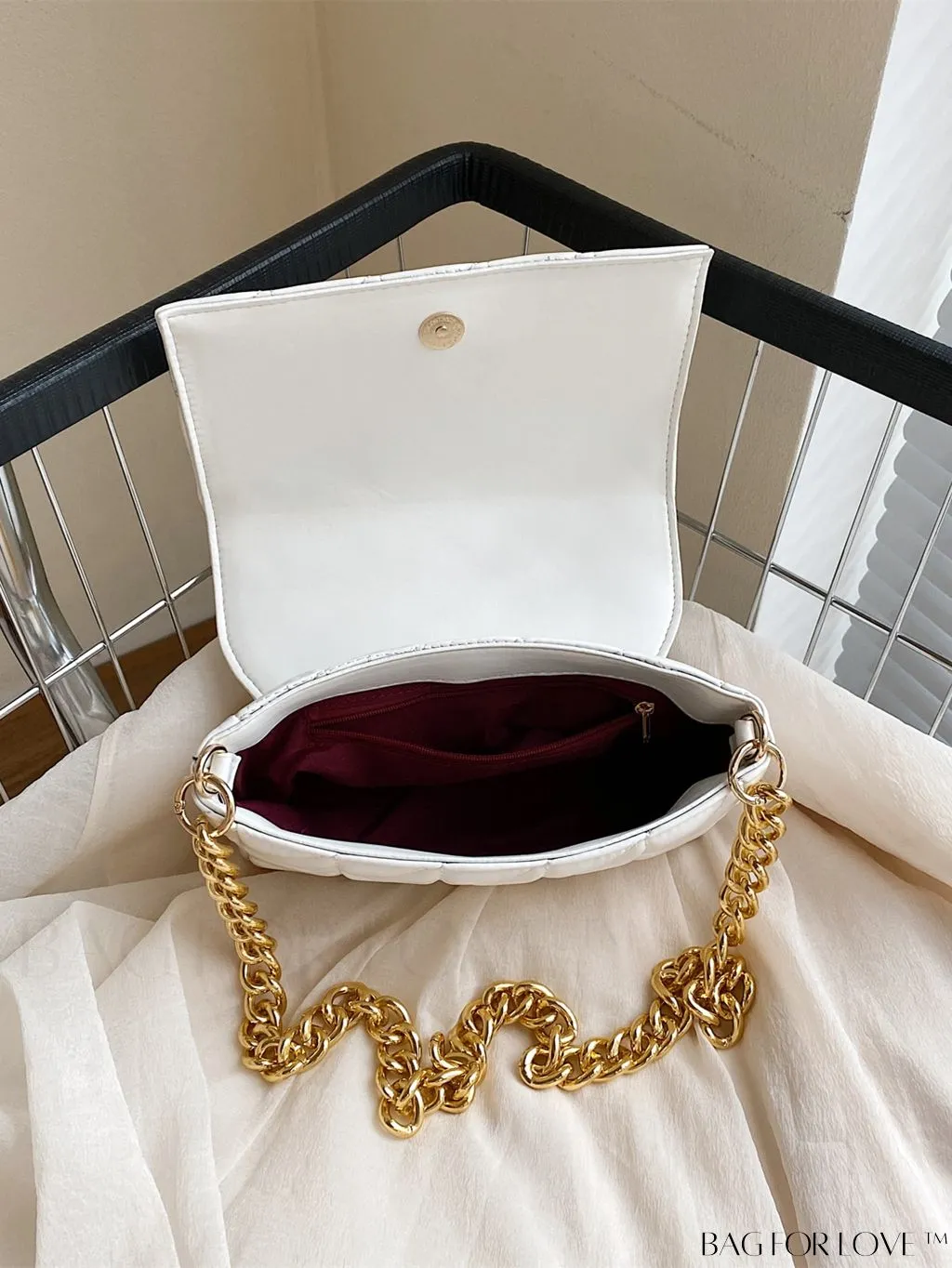 BagForLove - Streamlined Square Flap Bag with Chain Detailing