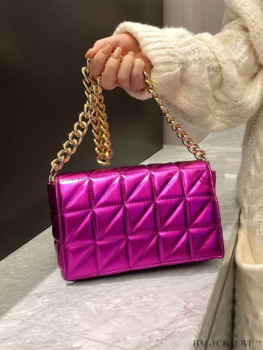 BagForLove - Streamlined Square Flap Bag with Chain Detailing
