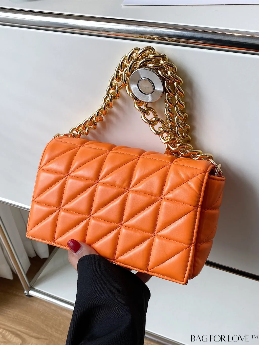 BagForLove - Streamlined Square Flap Bag with Chain Detailing
