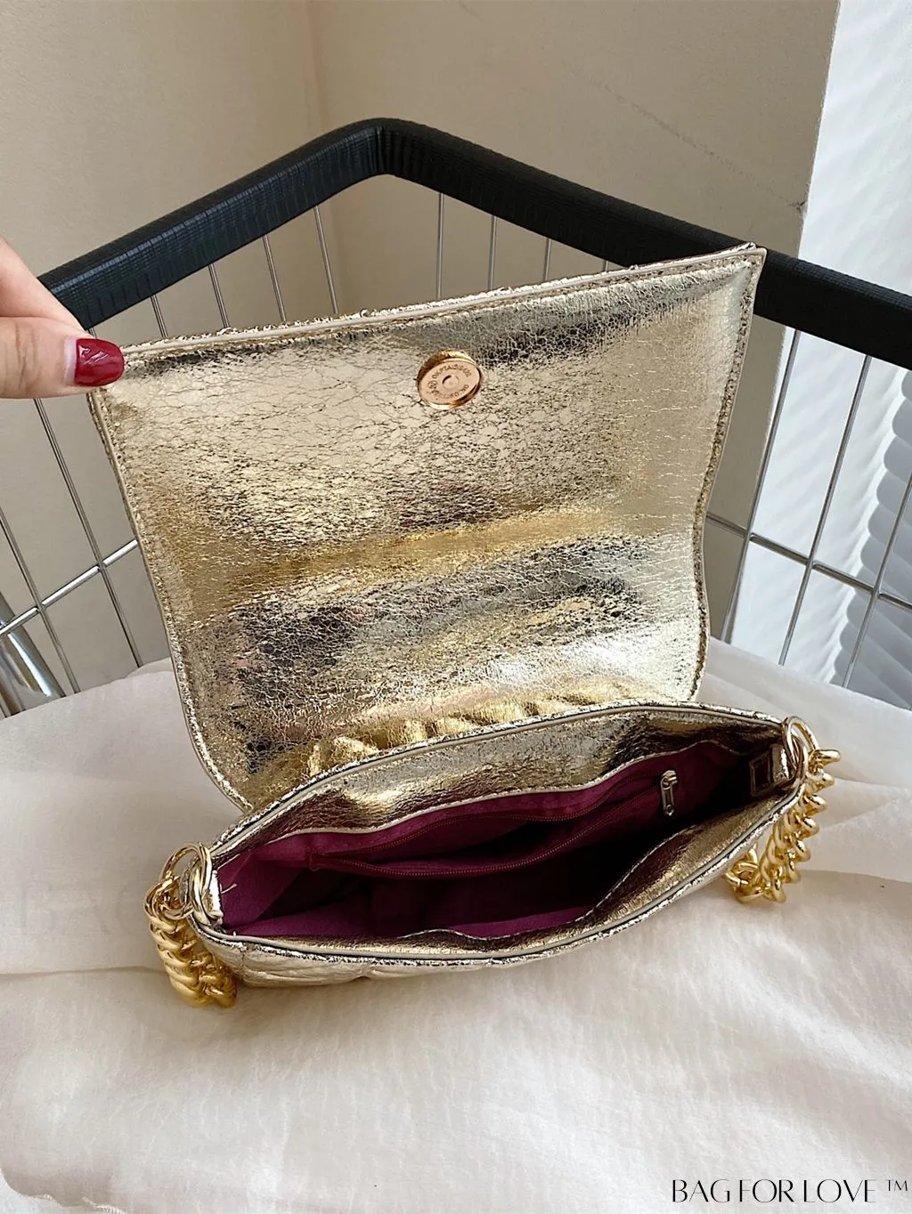 BagForLove - Streamlined Square Flap Bag with Chain Detailing