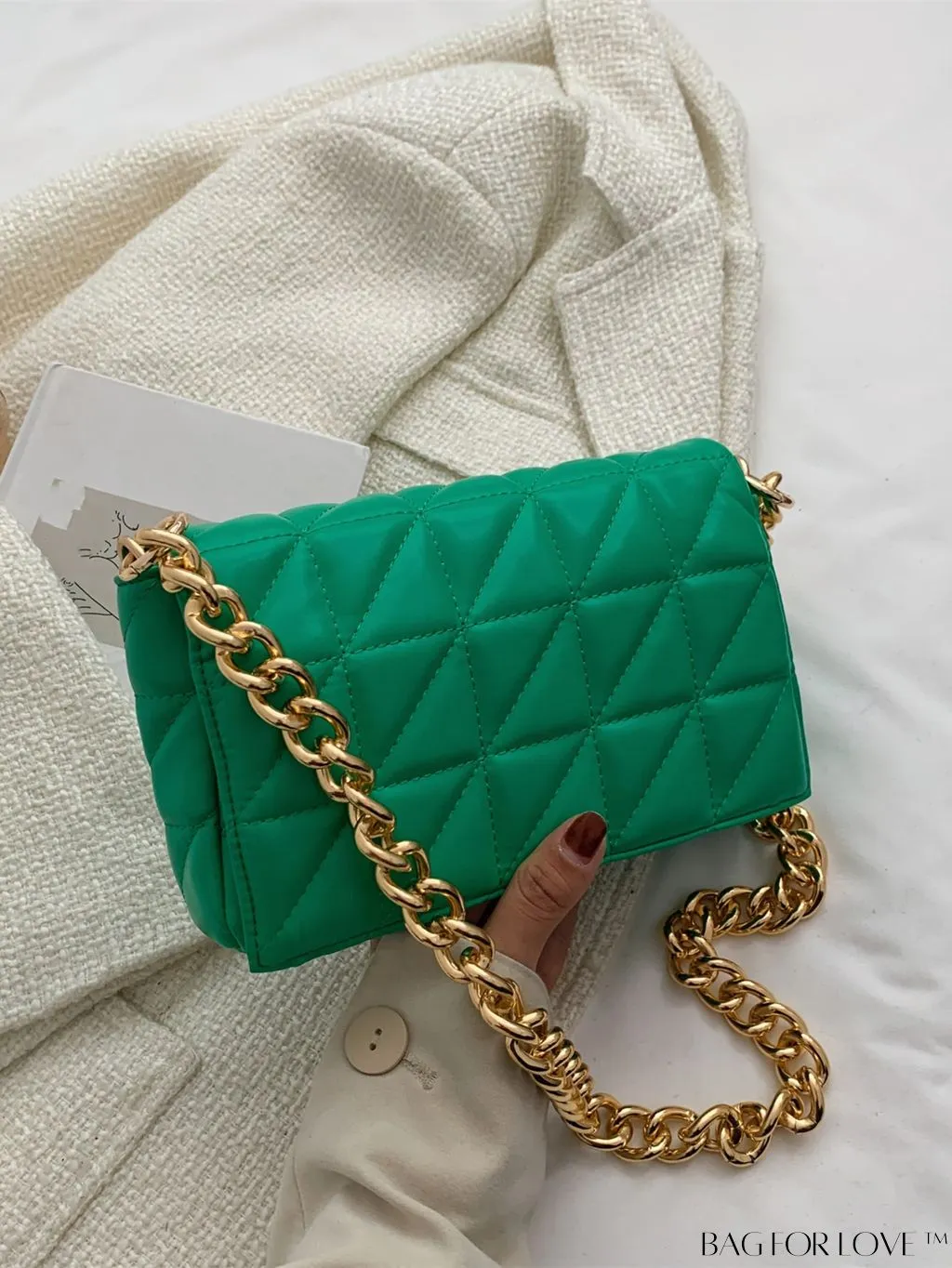 BagForLove - Streamlined Square Flap Bag with Chain Detailing