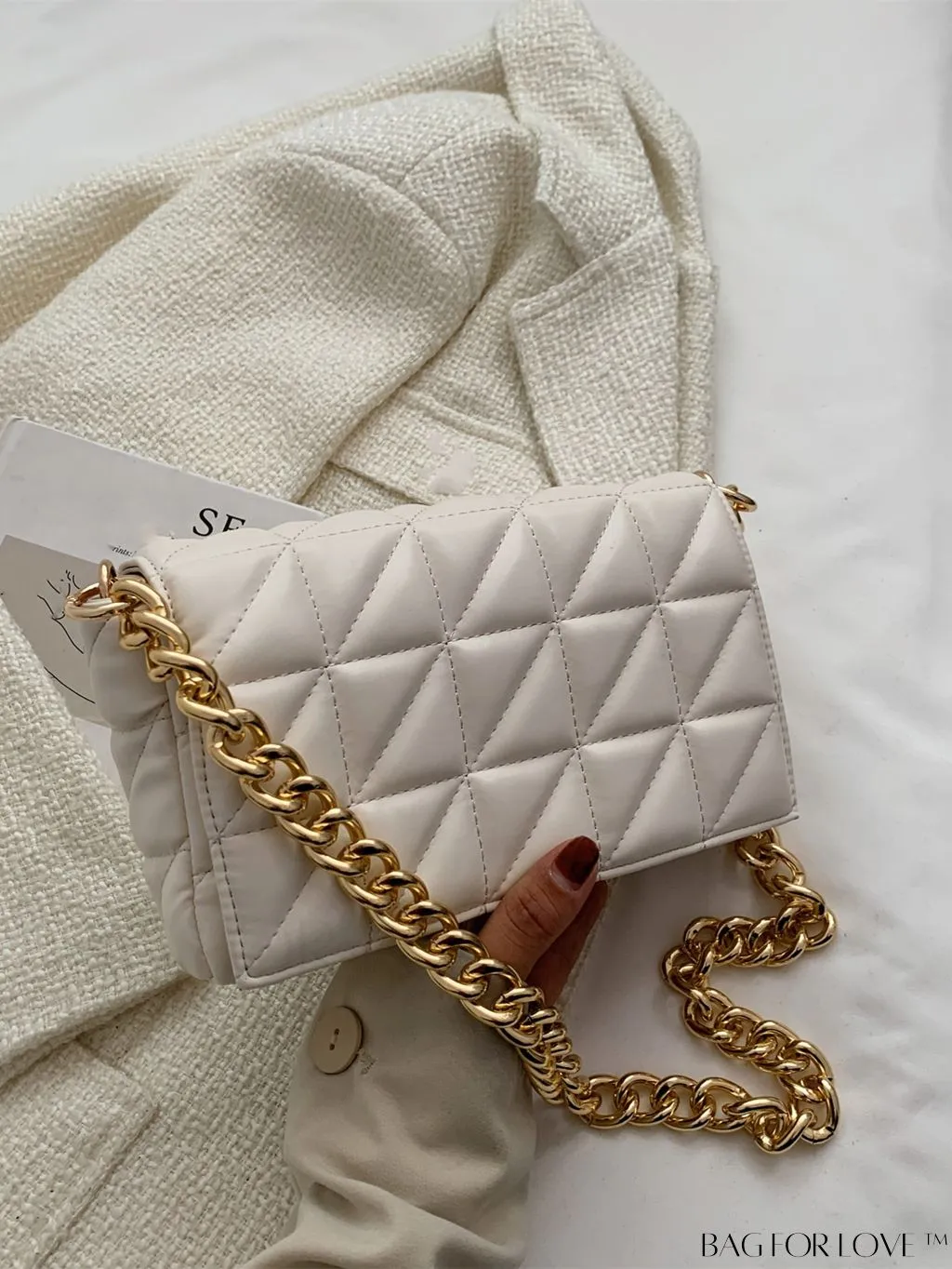 BagForLove - Streamlined Square Flap Bag with Chain Detailing